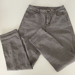 Liz Claiborne 4 Petite Pants Black White Checker Cotton Relaxed fit Low Rise